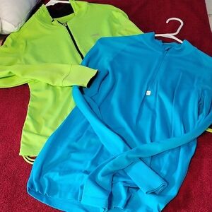 Bright Green and Blue Zip-Up Jackets
